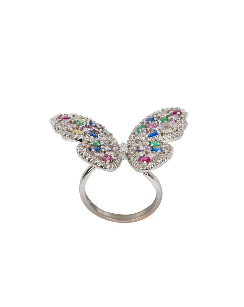 Painted Lady Butterfly Rhinestone Ring