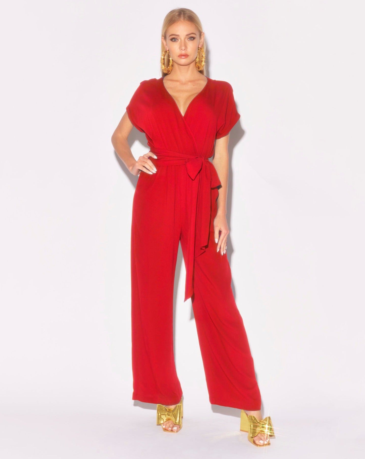 Cherry red jumpsuit top
