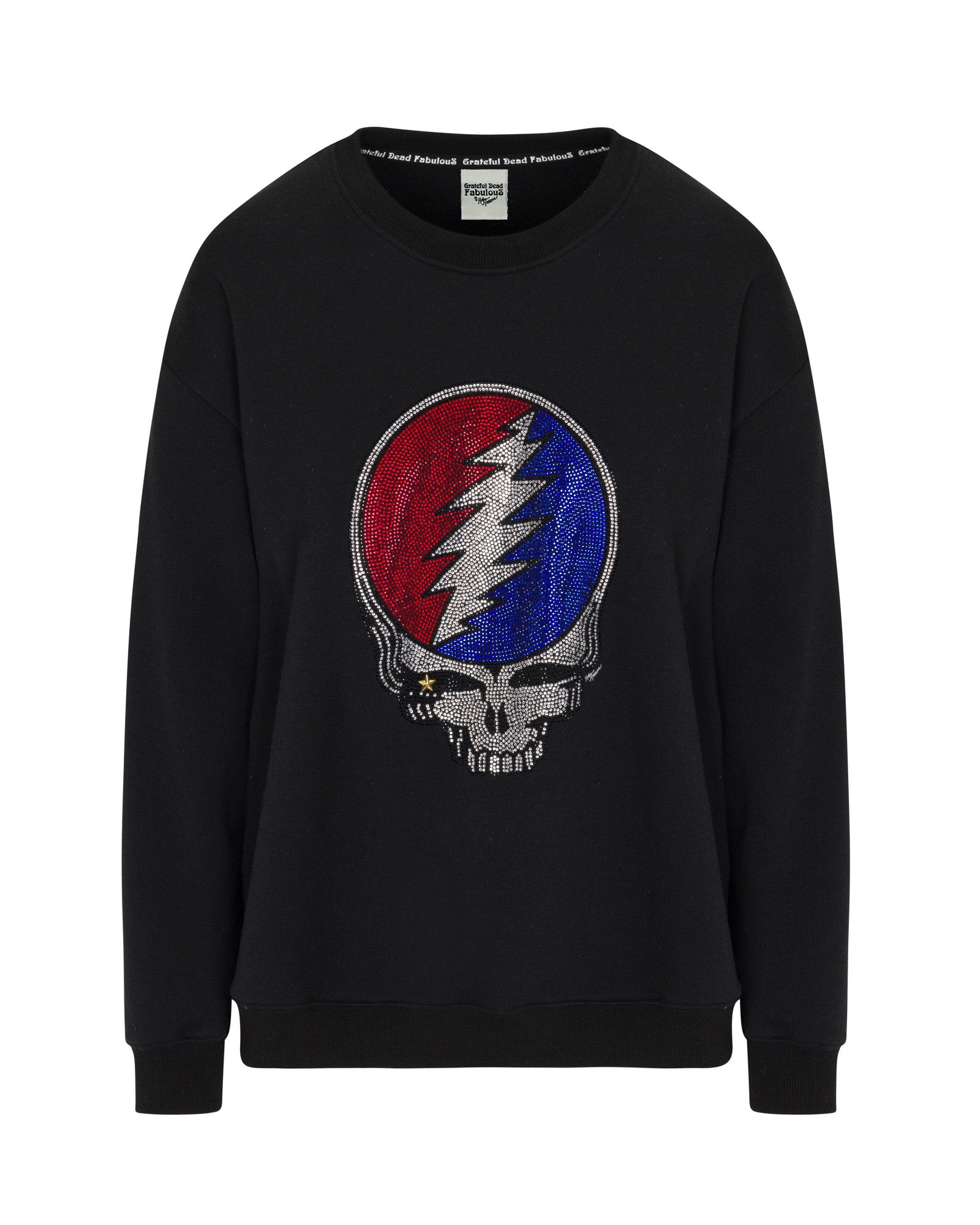 Grateful Dead Rhinestone Stealie Relaxed Sweatshirt Black