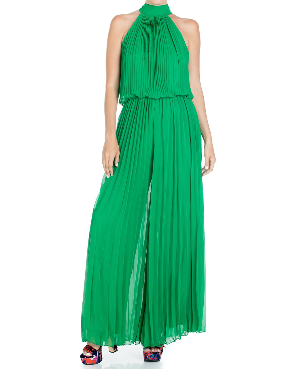 Green cheap pleated jumpsuit