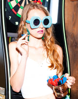 Elton Bling Rhinestone Funglasses - Light Blue