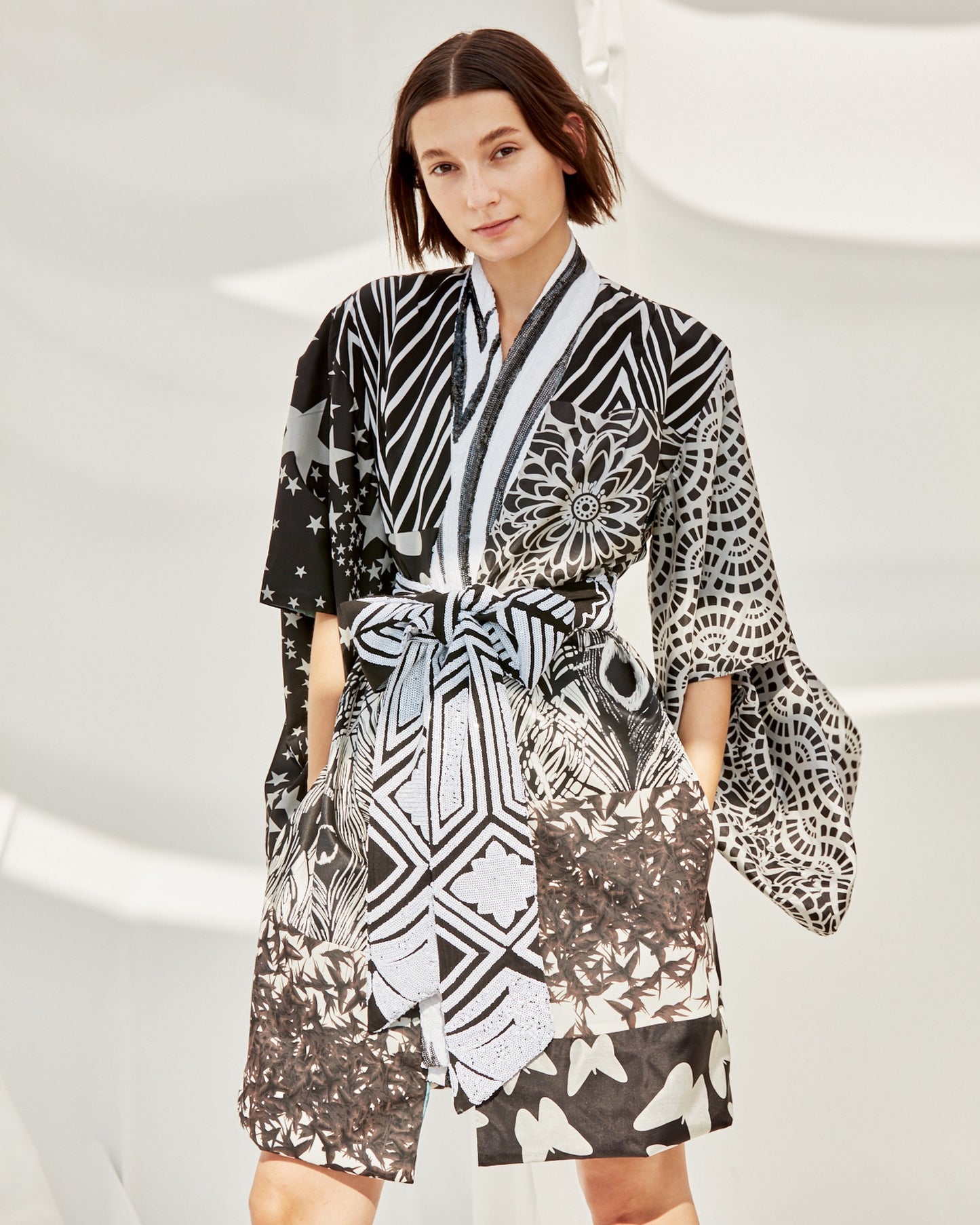 Purple Haze Kimono - Black & White