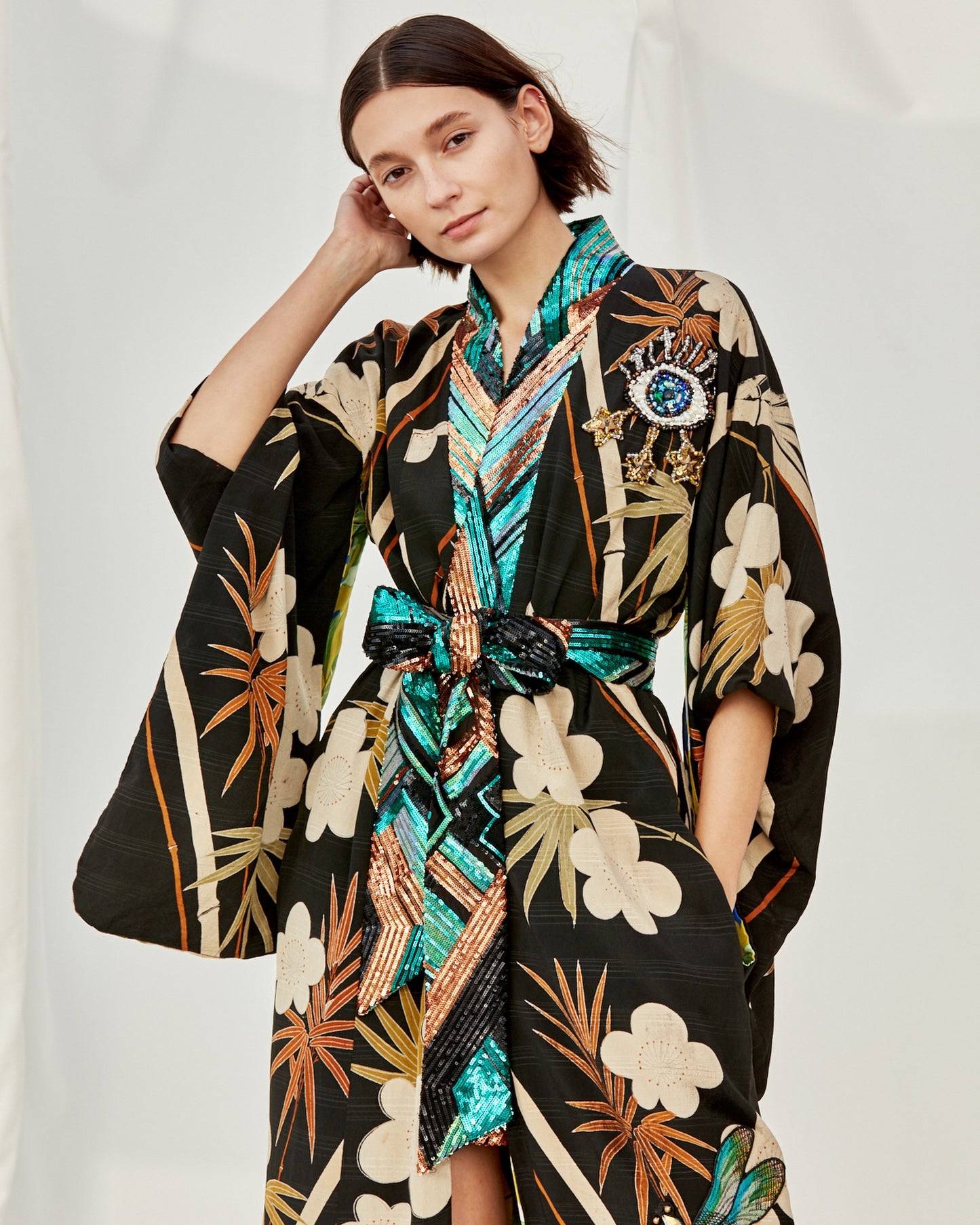 Dark Star Sequin Kimono - Sapphire