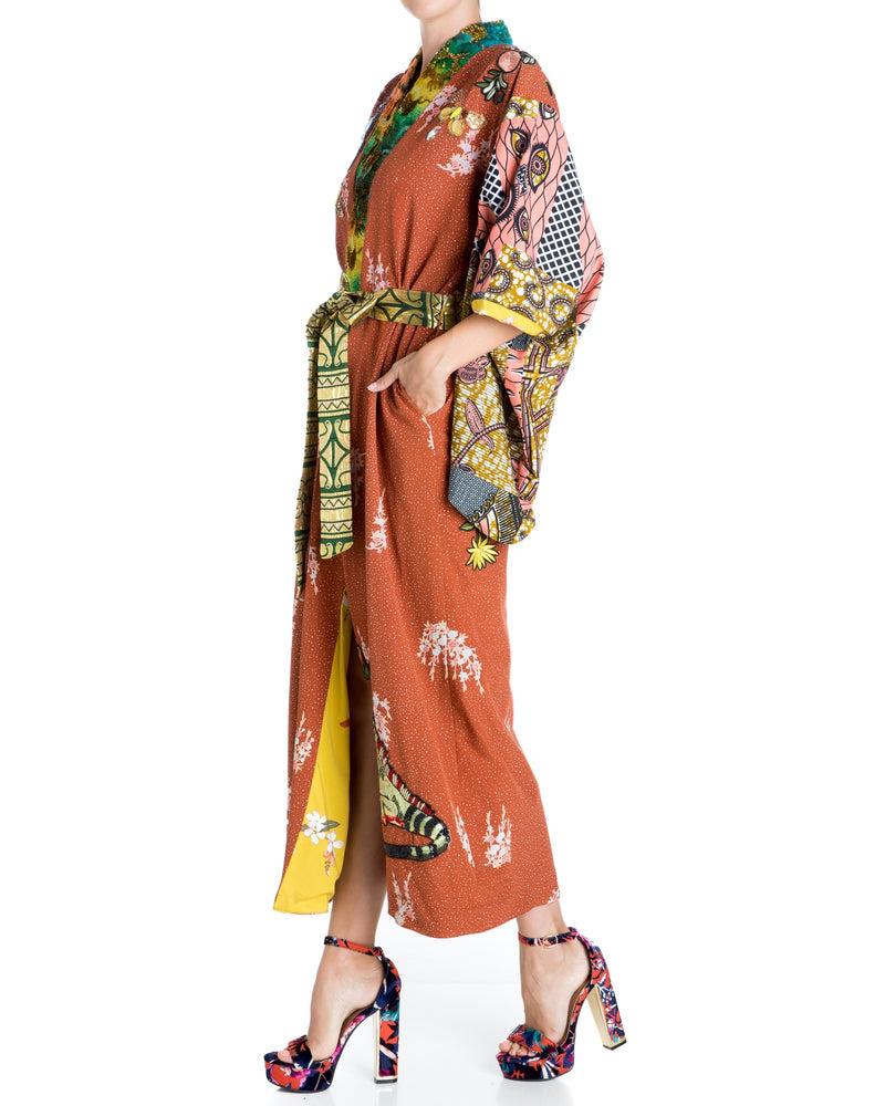 Goddess in the Garden Sequin Kimono - Rust Multi