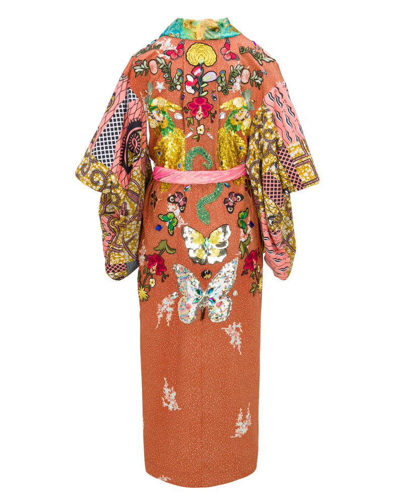 Goddess in the Garden Sequin Kimono - Rust Multi