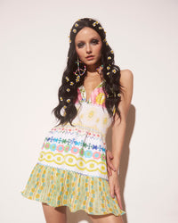 Oasis Embroidered Halter Mini Dress