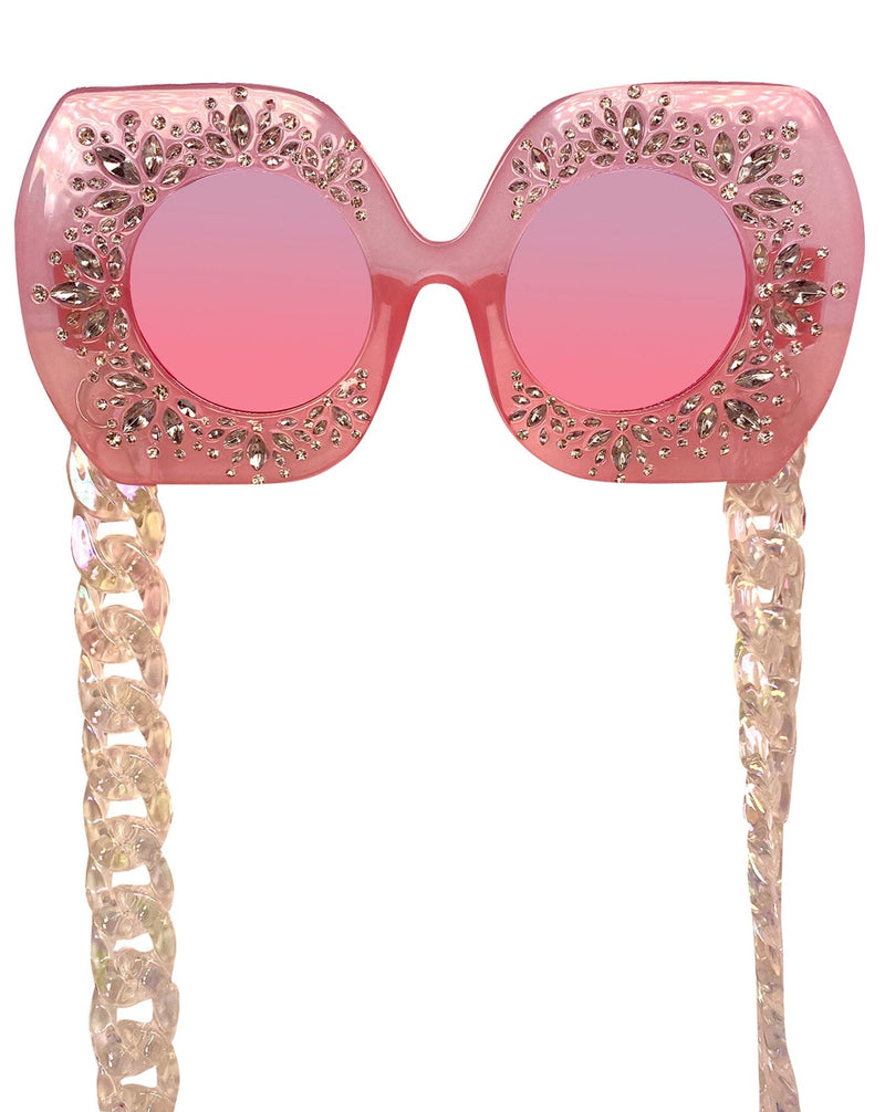 Elton Bling Rhinestone Funglasses - Pink