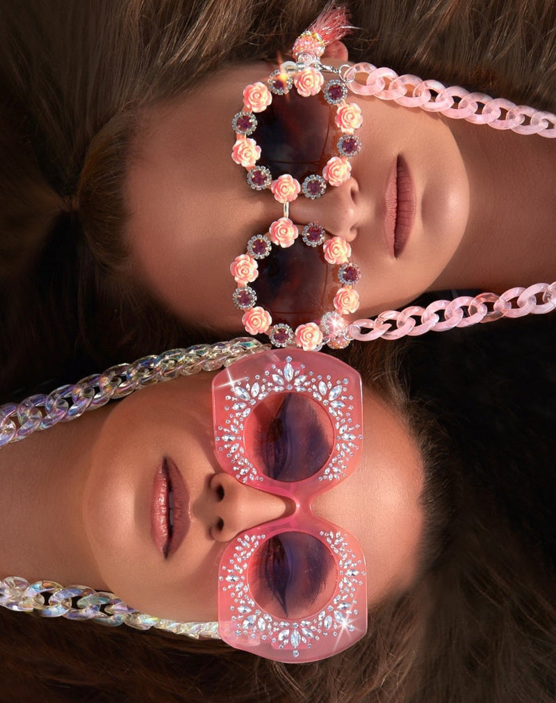 Elton Bling Rhinestone Funglasses - Pink