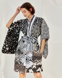Purple Haze Kimono - Black & White