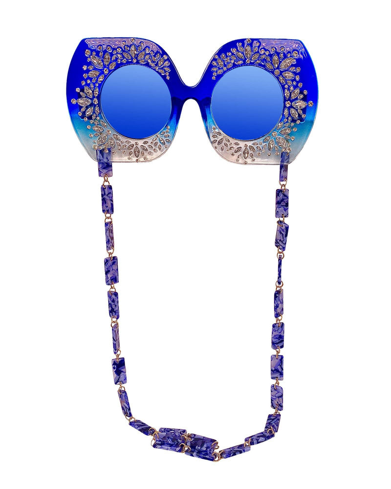 Elton Bling Rhinestone Funglasses - Royal Blue