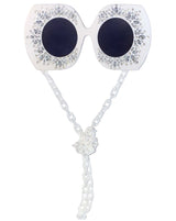 Elton Bling Rhinestone Funglasses - White