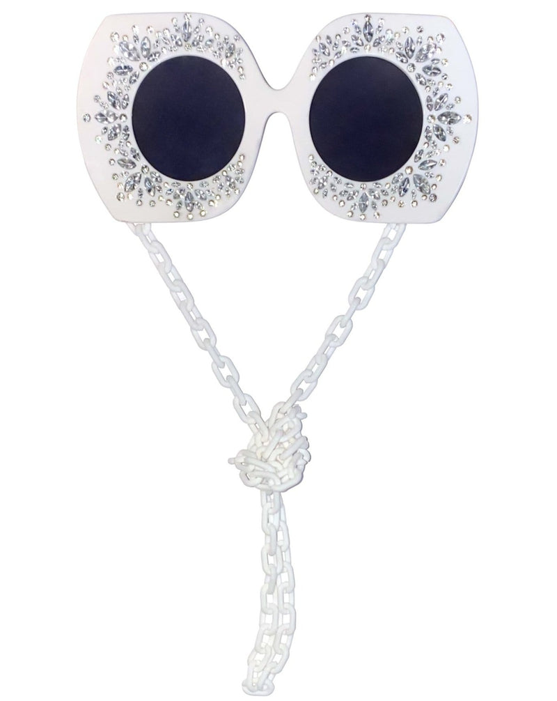 Elton Bling Rhinestone Funglasses - White