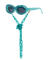 Cool Daddio Rhinestone Funglasses- Turq.