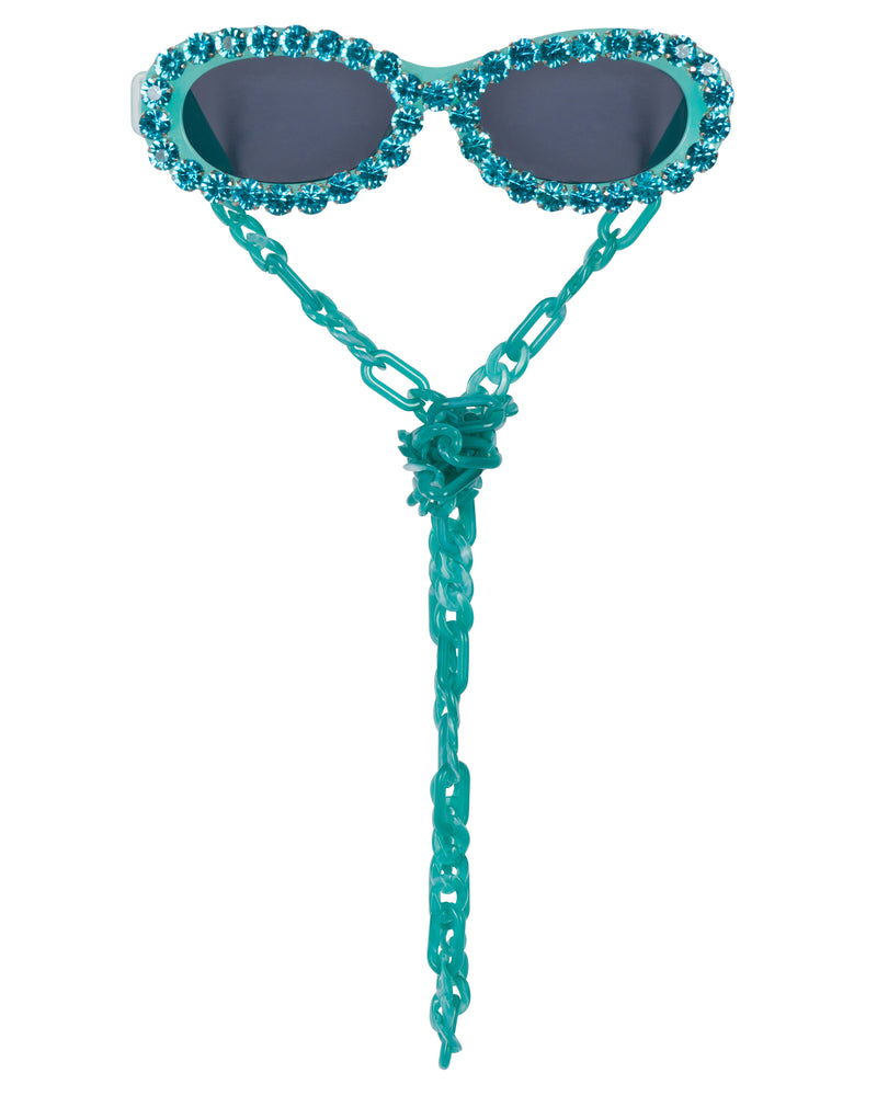 Cool Daddio Rhinestone Funglasses- Turq.