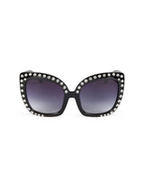 Black rhinestone square sunglasses with lens gradient