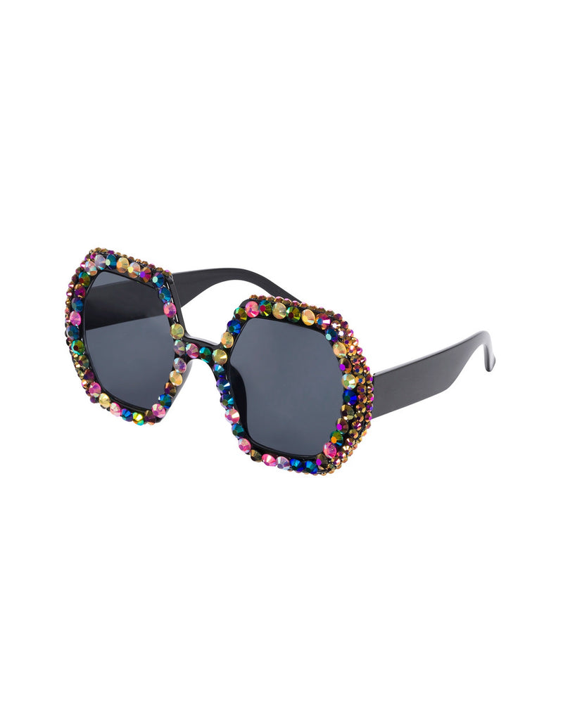 Wanderlust Rhinestone Funglasses - Black Magic