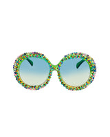 Euphoria Rhinestone Funglasses - Green Confetti