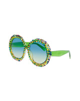 Euphoria Rhinestone Funglasses - Green Confetti