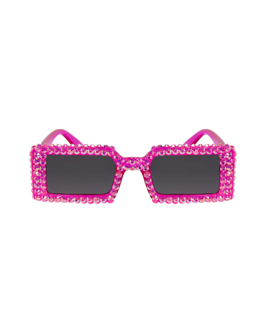 Groovy Baby Rhinestone Funglasses - Pink Neon