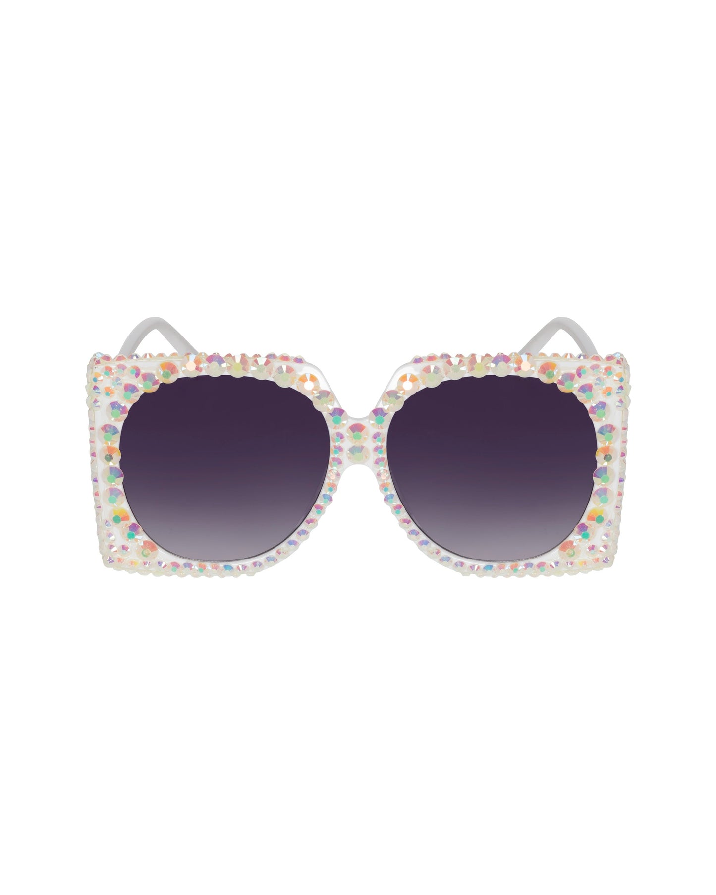 Bubbles Rhinestone Funglasses - White Neon