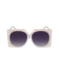 Bubbles Rhinestone Funglasses - White Neon