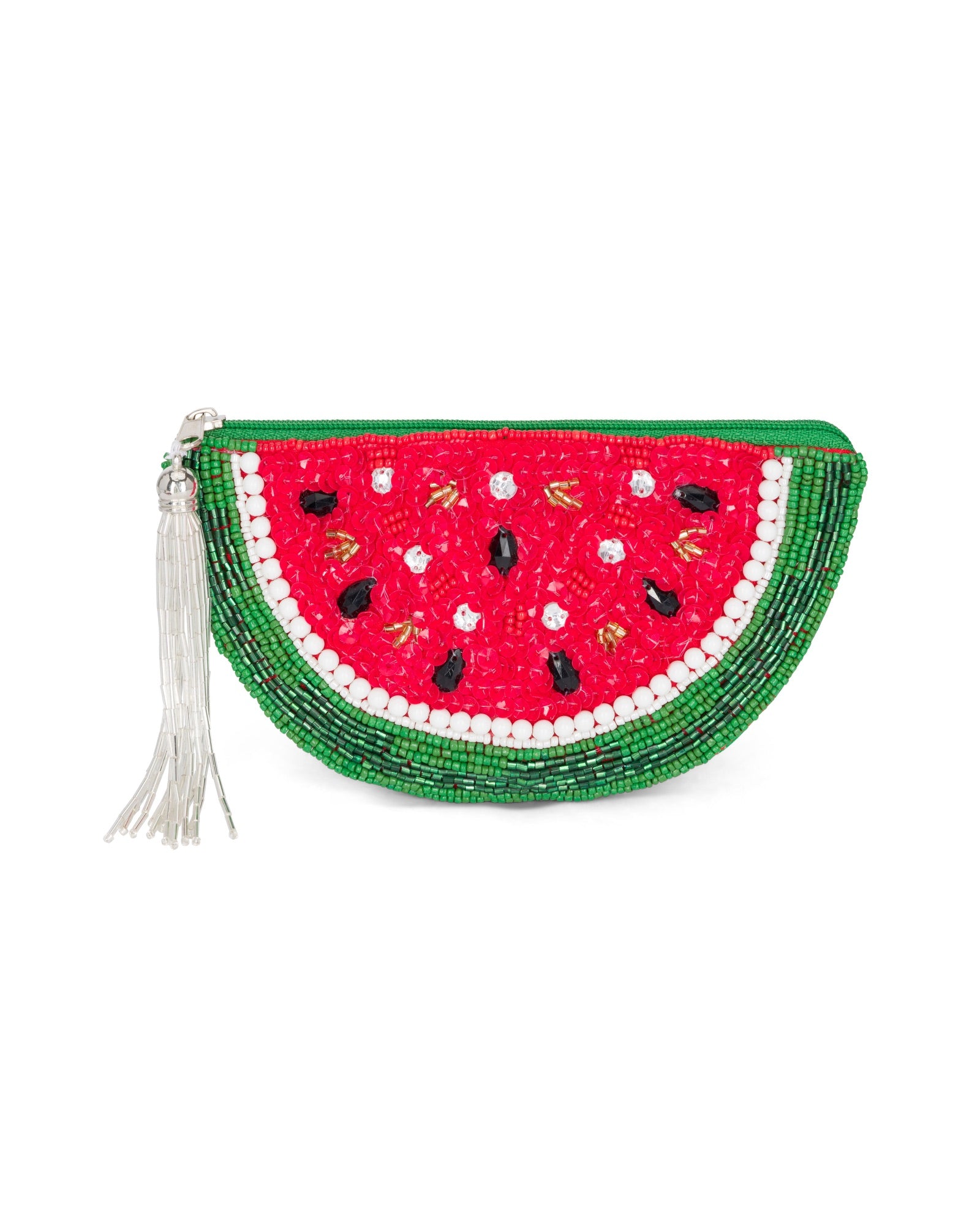 Watermelon melon summertime themed clutch purse wallet with rhinestones and beads 
