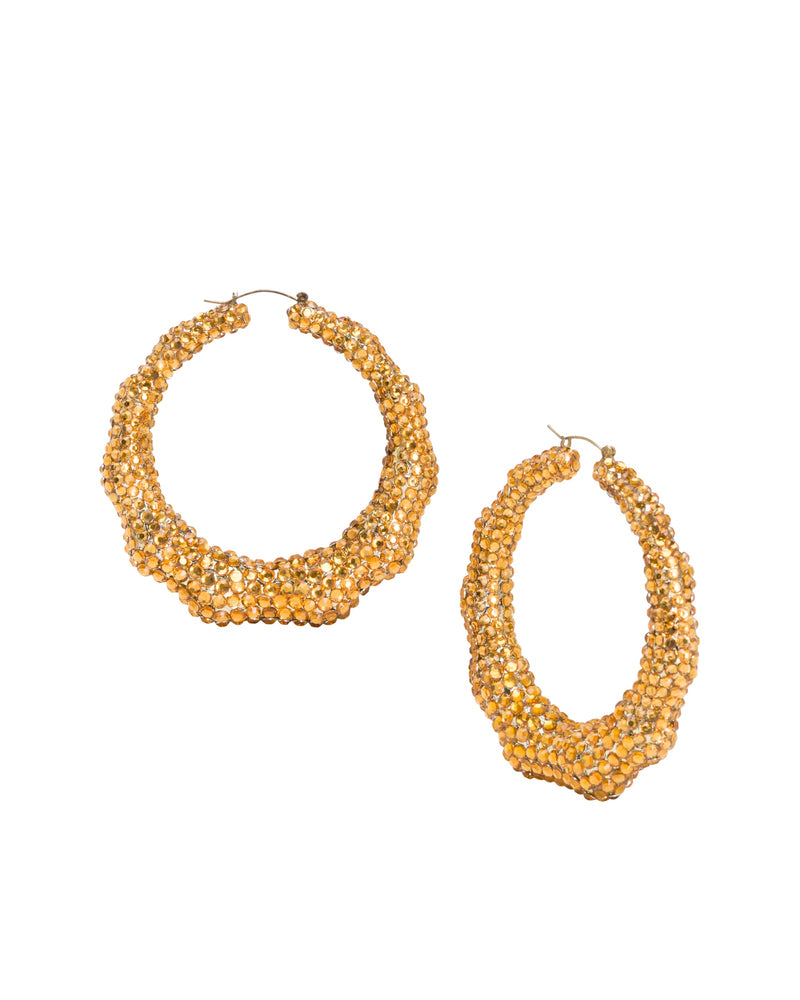 Super Bamboo Rhinestone Hoops - Gold - Limited Edition