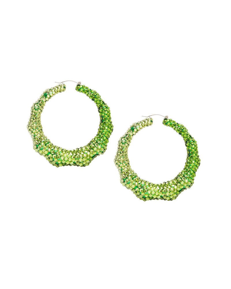 Super Bamboo Rhinestone Hoops - Green Ombre - Limited Edition