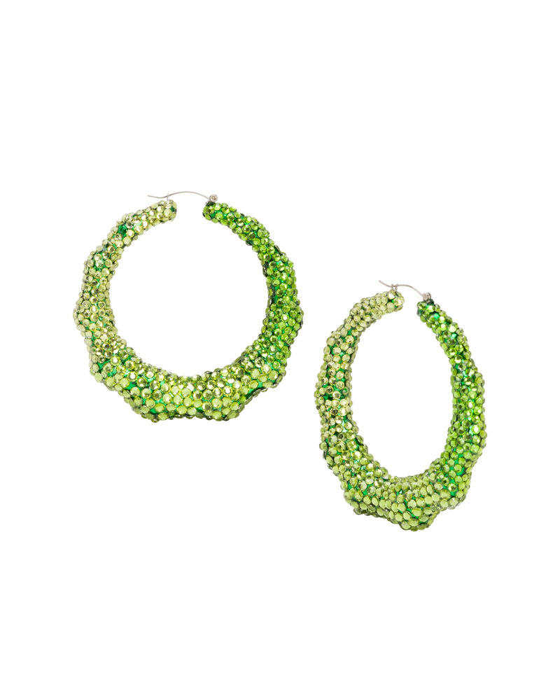 Super Bamboo Rhinestone Hoops - Green Ombre - Limited Edition