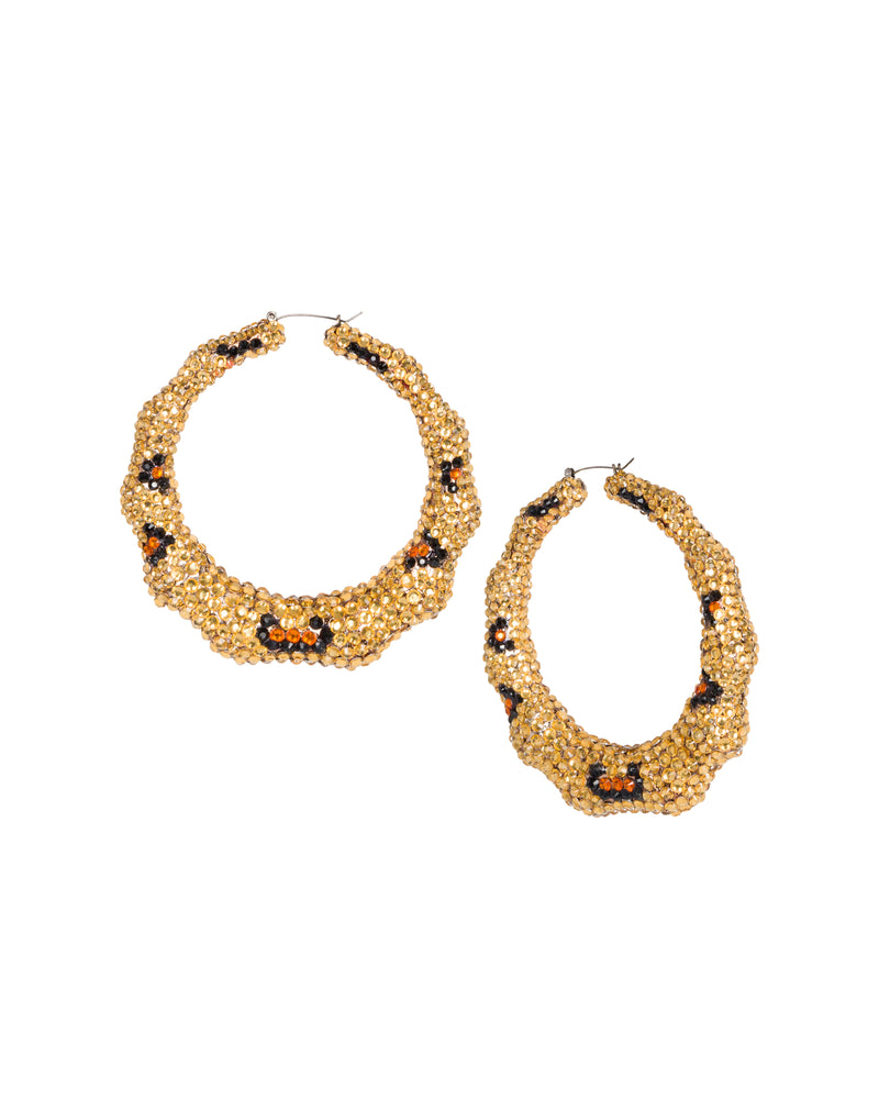 Super Bamboo Rhinestone Hoops - Leopard - Limited Edition