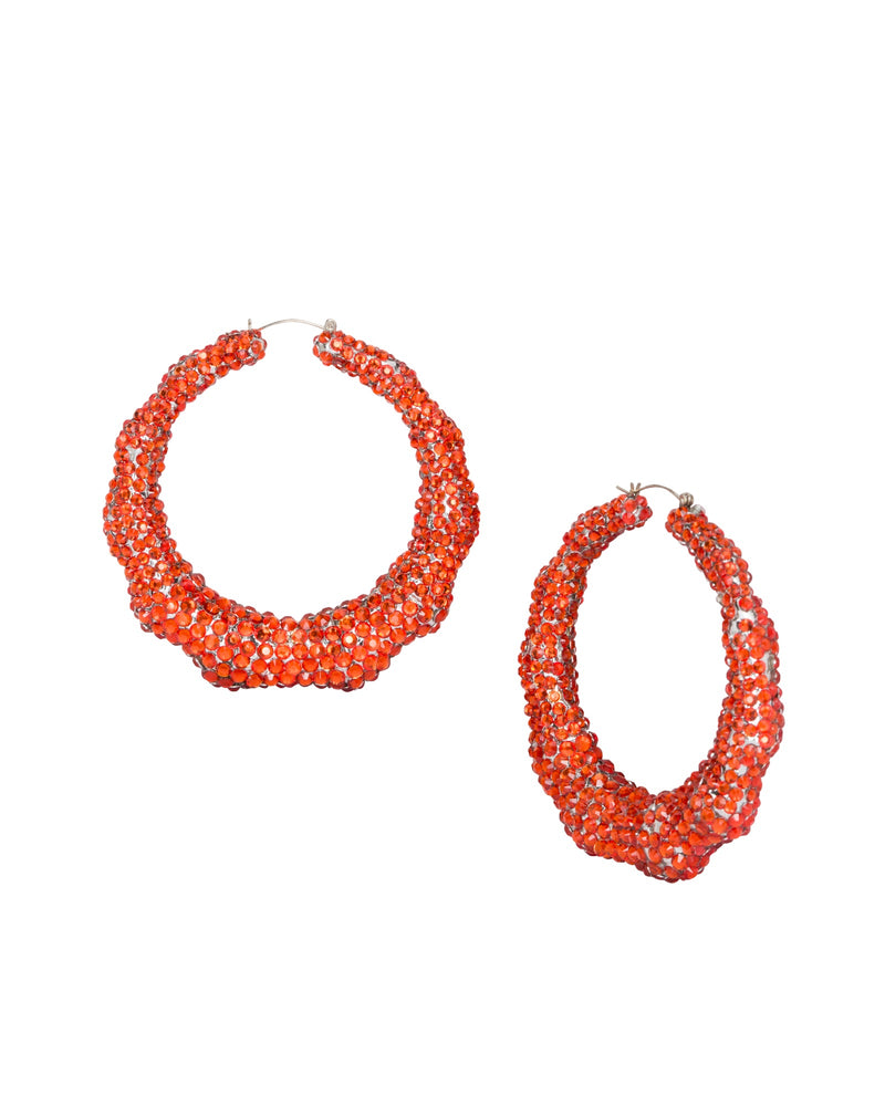 Super Bamboo Rhinestone Hoops - Orange - Limited Edition