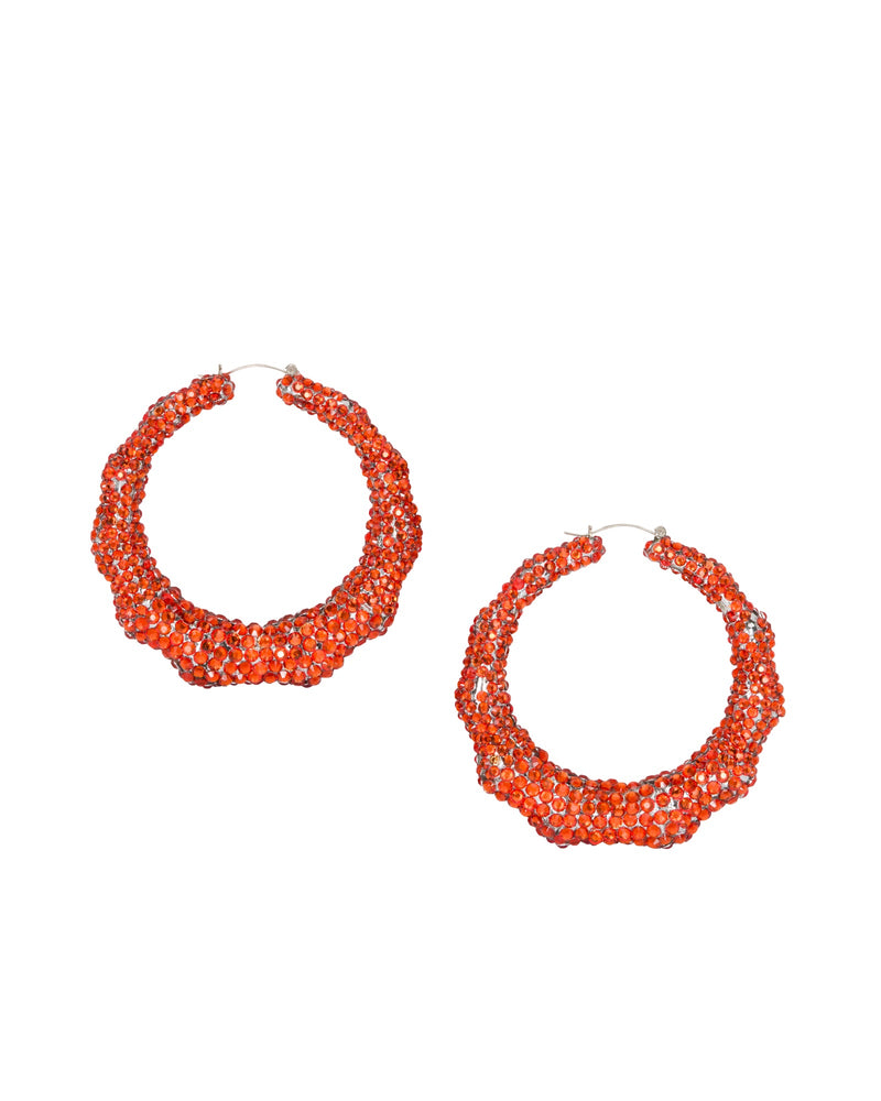 Super Bamboo Rhinestone Hoops - Orange - Limited Edition