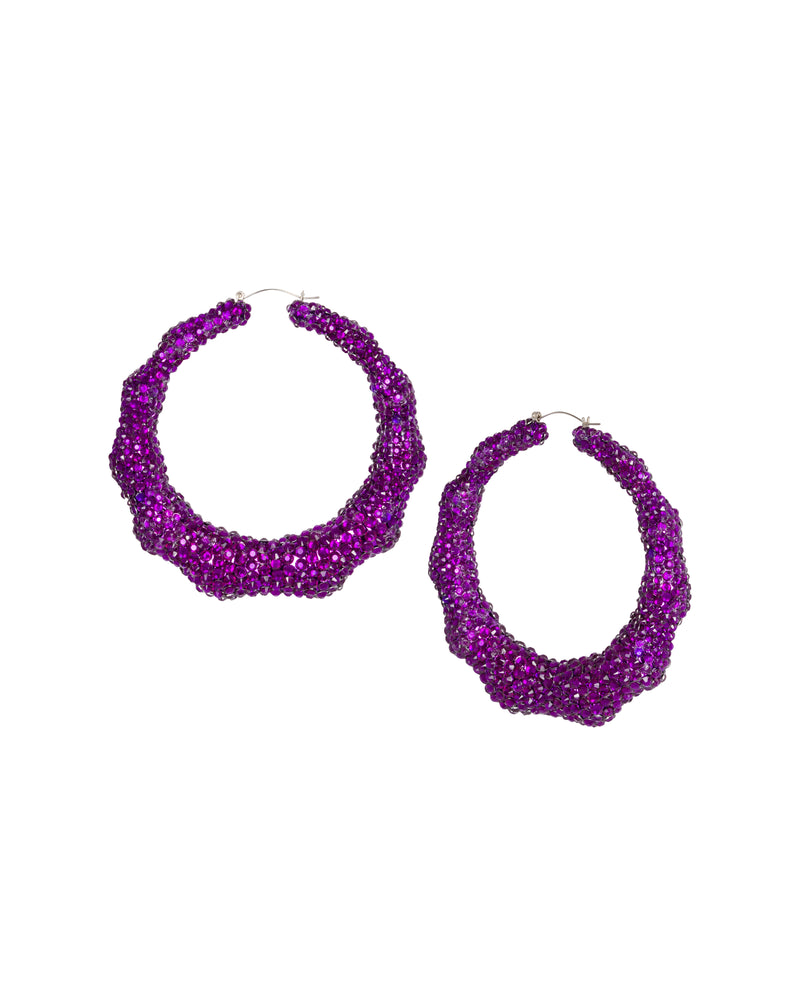Super Bamboo Rhinestone Hoops - Purple - Limited Edition