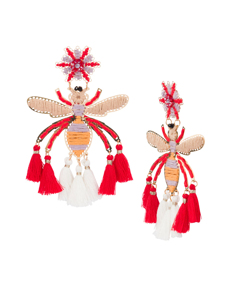 Bee Fab Embroidered Fringe Earrings