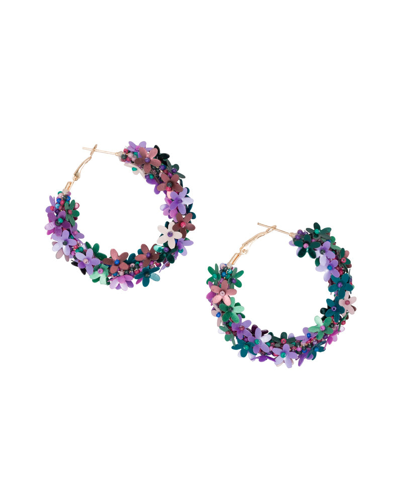 Far Out Flower Fabulous Hoop Earrings - Purple/Blue