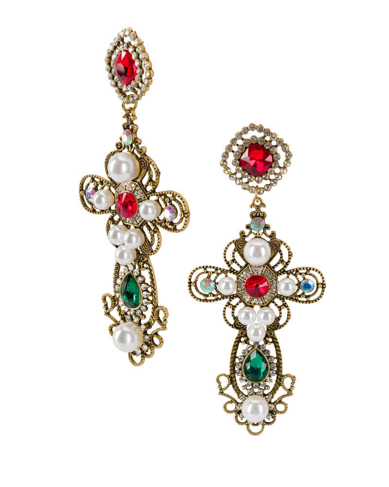 Like A Prayer Rhinestone Dangle Earrings