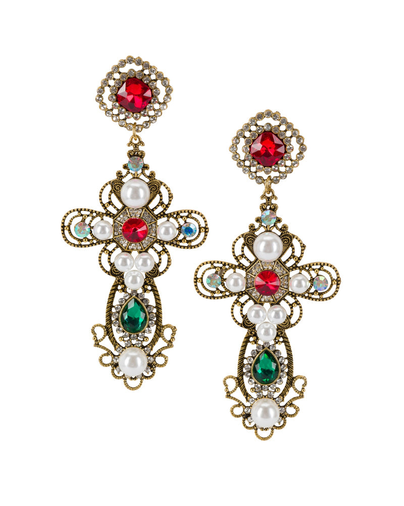 Like A Prayer Rhinestone Dangle Earrings