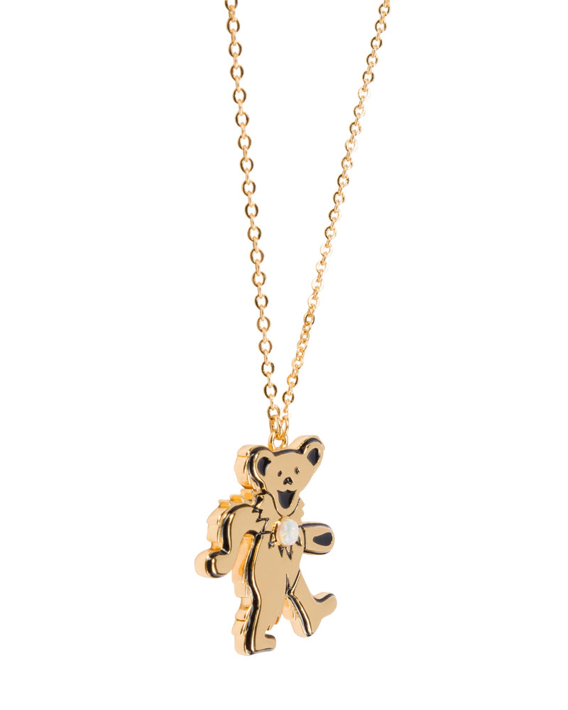 Dancing Bear Opal Necklace - Gold