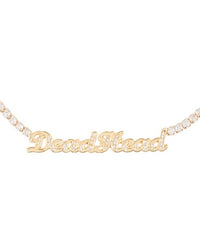 Dead Head Rhinestone Nameplate Necklace