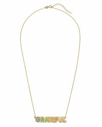 Grateful Rhinestone Nameplate Necklace
