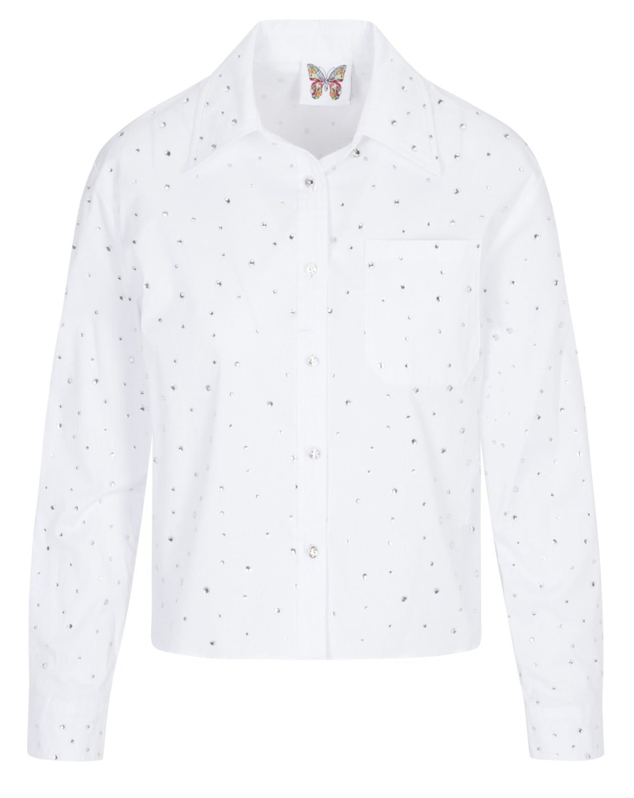Gidget Sparkle Rhinestone Blouse - White