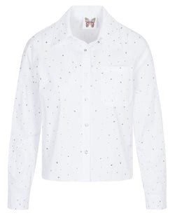 Gidget Sparkle Rhinestone Blouse - White