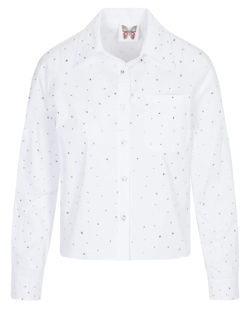 Gidget Sparkle Rhinestone Blouse - White