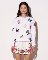 The Jitterbug Embroidered Sweatshirt Shirt - White