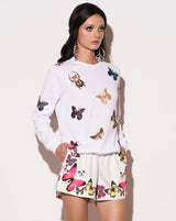 The Jitterbug Embroidered Sweatshirt Shirt - White