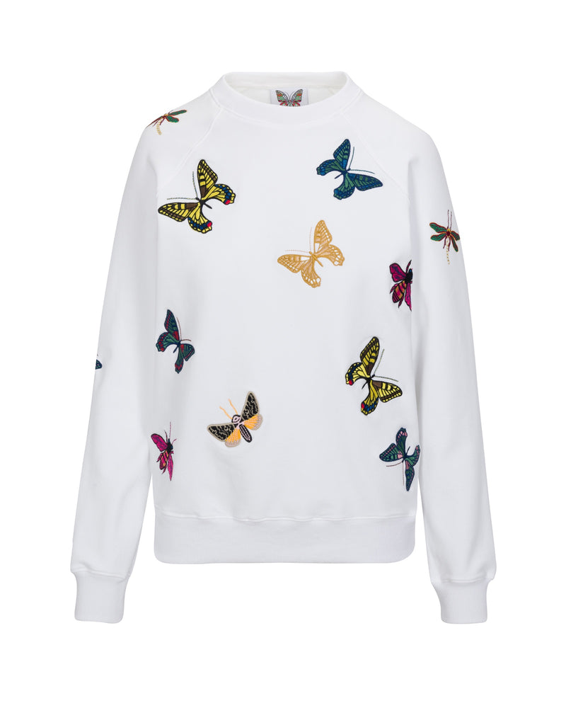The Jitterbug Embroidered Sweatshirt - White