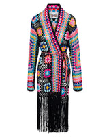 Crazy Granny Crochet Fringe Kimono Sweater