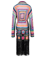 Crazy Granny Crochet Fringe Kimono Sweater