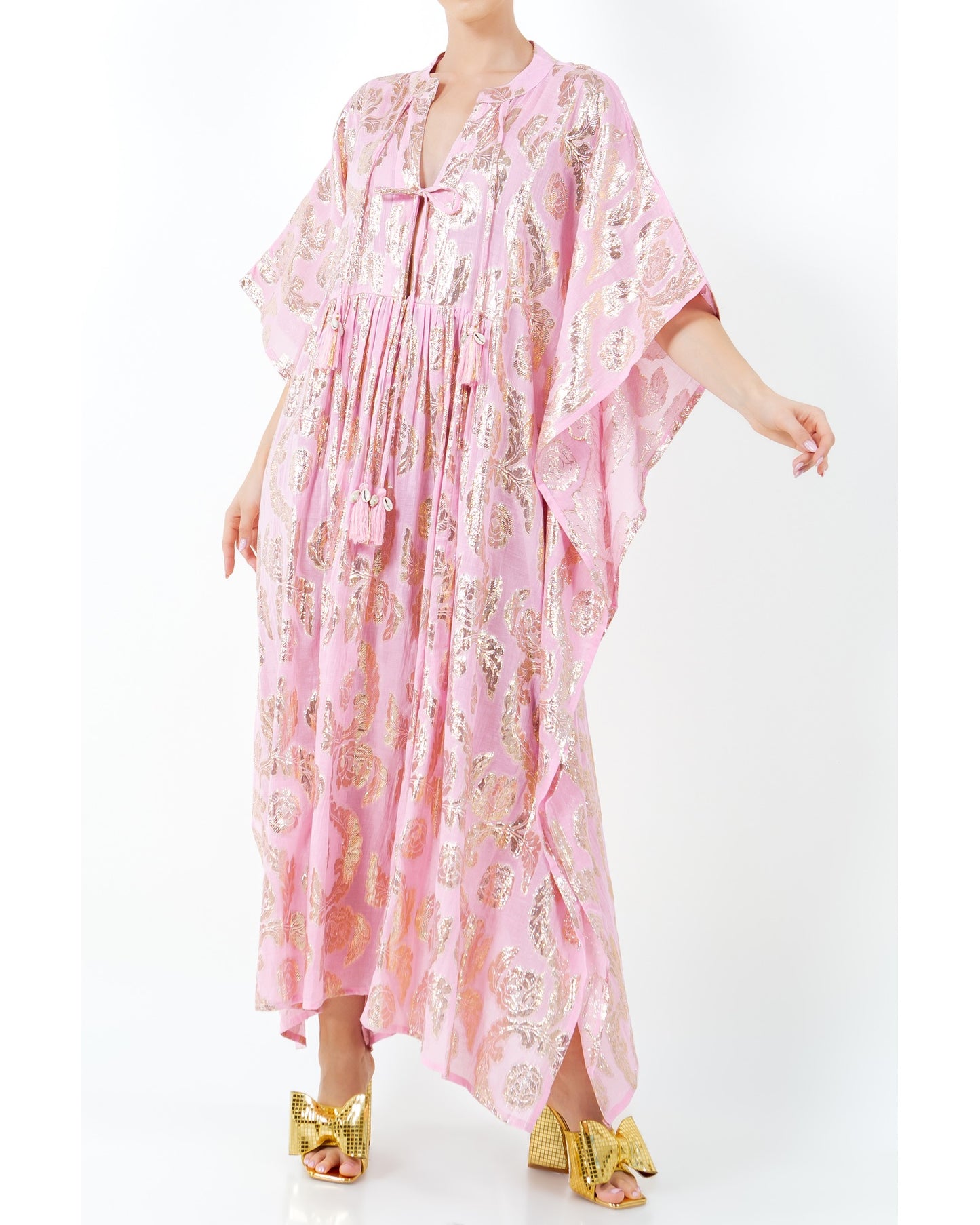 Palm Springs Caftan Maxi Dress - Pink/Gold