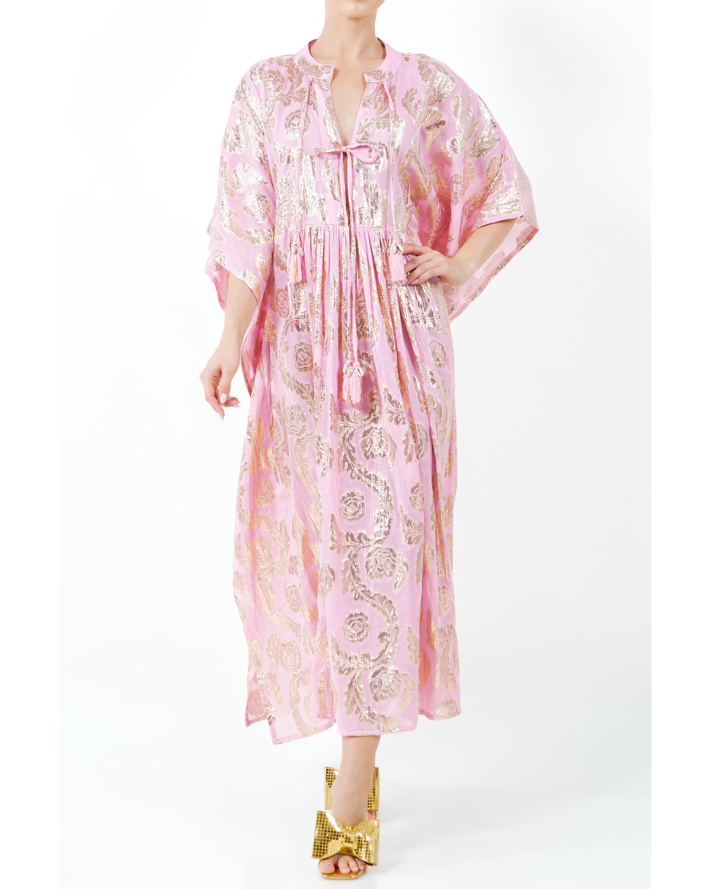 Palm Springs Caftan Maxi Dress - Pink/Gold